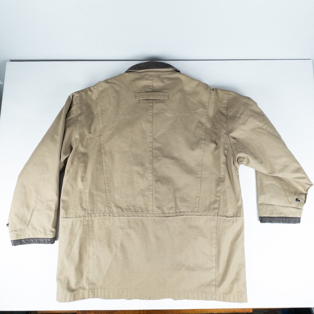 Vintage Field Chore Jacket Men L Tan Leather Collar Shooting Barn Harness Rugged - Picture 8 of 9